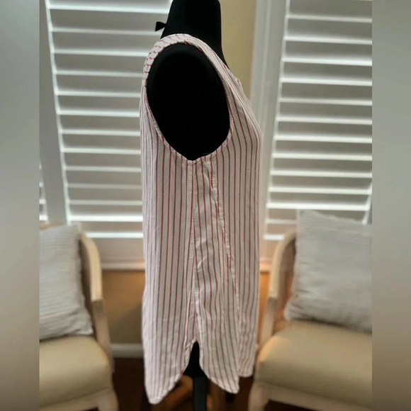 BeachLunchLounge | White with Red Stripe Sleeveless Tunic Dress - Size S - Picture 3 of 5